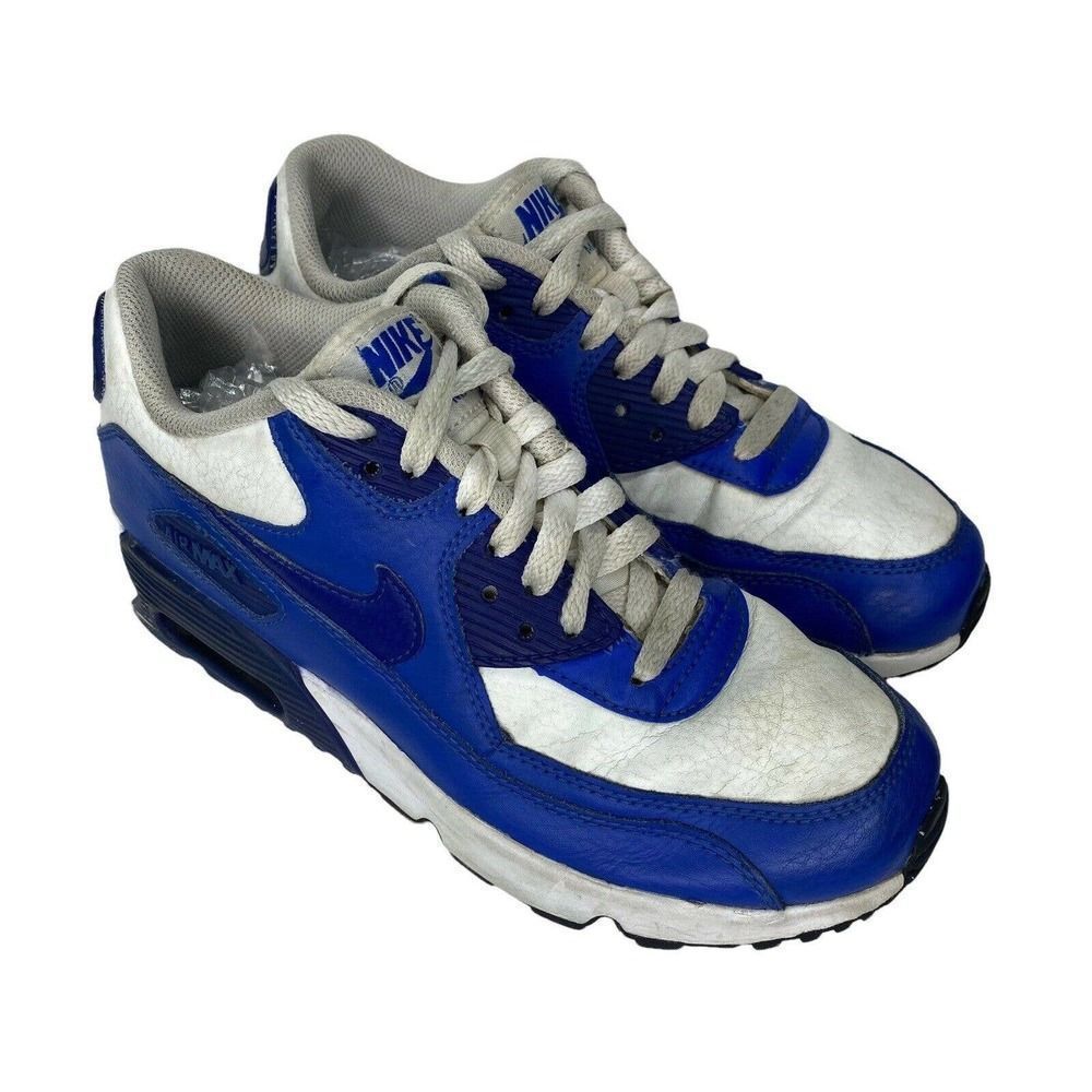 Nike Air Max 90 LTR Big Kids Style Sneaker 5Y Blue White 833412-105 Leather Shoe